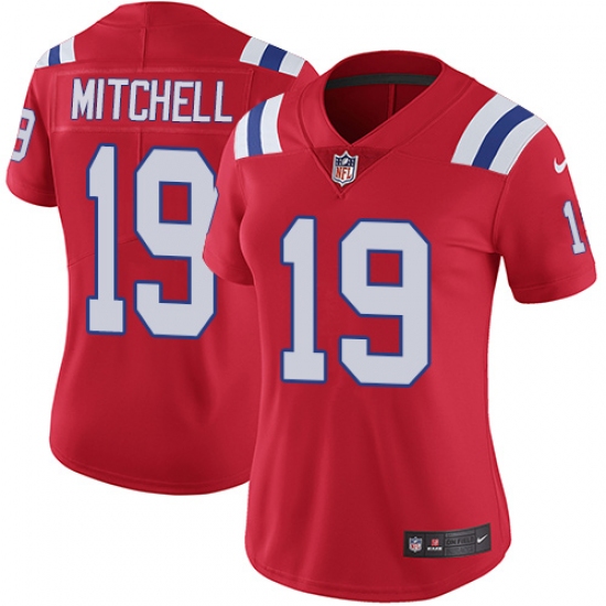 Women's Nike New England Patriots #19 Malcolm Mitchell Red Alternate Vapor Untouchable Limited Player NFL Jersey - Ujersey