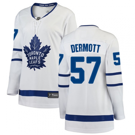 Women's Toronto Maple Leafs #57 Travis Dermott Authentic White Away Fanatics Branded Breakaway NHL Jersey - Ujersey