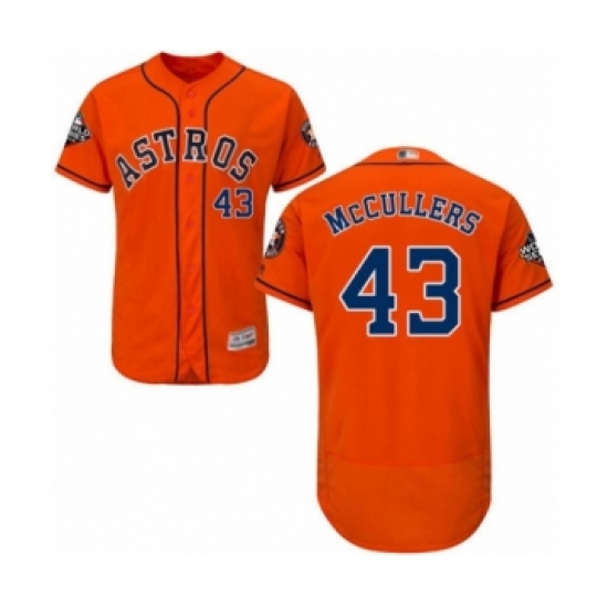 Men's Houston Astros #43 Lance McCullers Orange Alternate Flex Base Authentic Collection 2019 World Series Bound Baseball Jersey - Ujersey