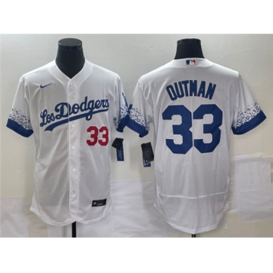 Men's Los Angeles Dodgers #33 James Outman White City Connect Flex Base Stitched Baseball Jersey - Ujersey
