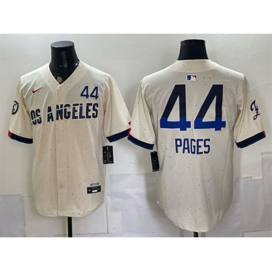 Men's Los Angeles Dodgers #44 Andy Pages Cream 2024 City Connect Limited Stitched Baseball Jersey - Ujersey