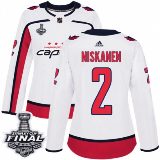 Women's Adidas Washington Capitals #2 Matt Niskanen Authentic White Away 2018 Stanley Cup Final NHL Jersey - Ujersey