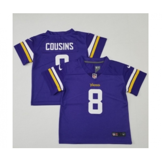 Toddlers Minnesota Vikings #8 Kirk Cousins Purple 2020 Color Rush Stitched NFL Nike Limited Jersey - Ujersey