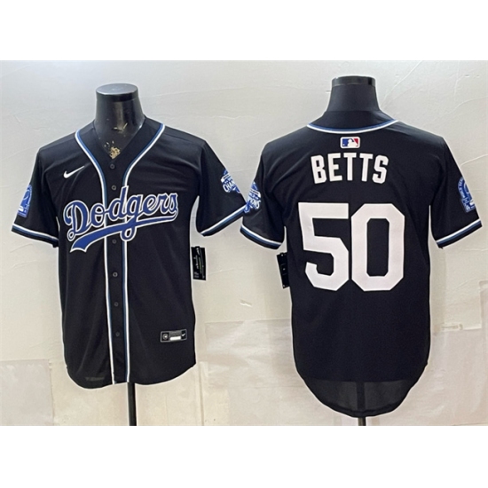 Men's Los Angeles Dodgers #50 Mookie Betts B2B Champs 2026 Black Out Style Vapor Limited Stitched Baseball Jersey - Ujersey