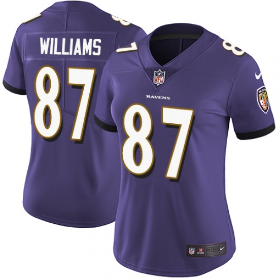 Women's Nike Baltimore Ravens #87 Maxx Williams Purple Team Color Vapor Untouchable Limited Player NFL Jersey - Ujersey