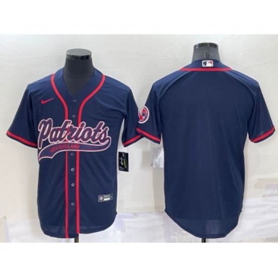 Men's New England Patriots Blank Navy Blue Stitched MLB Cool Base Nike Baseball Jersey - Ujersey