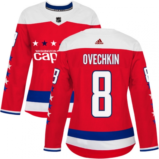 Women's Adidas Washington Capitals #8 Alex Ovechkin Authentic Red Alternate NHL Jersey - Ujersey