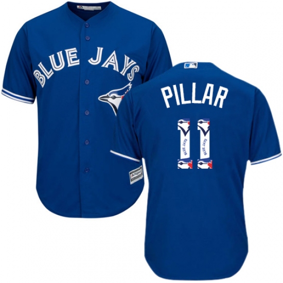 Men's Majestic Toronto Blue Jays #11 Kevin Pillar Authentic Blue Team Logo Fashion MLB Jersey - Ujersey