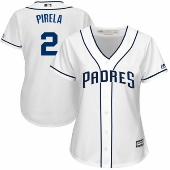 Women's Majestic San Diego Padres #2 Jose Pirela Replica White Home Cool Base MLB Jersey - Ujersey