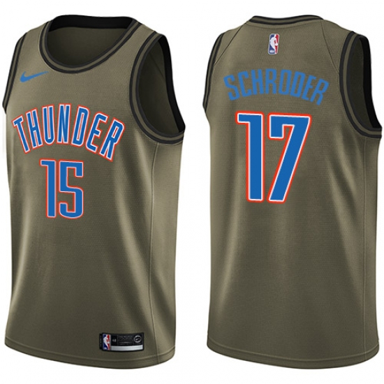 Men's Nike Oklahoma City Thunder #17 Dennis Schroder Swingman Green Salute to Service NBA Jersey - Ujersey