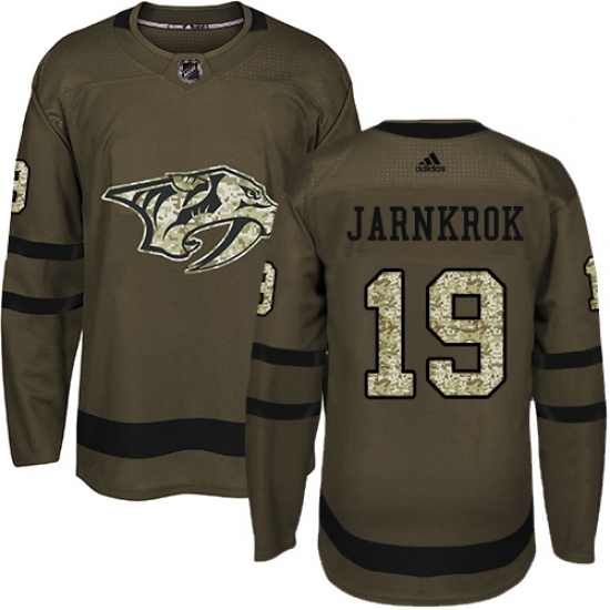 Youth Adidas Nashville Predators #19 Calle Jarnkrok Authentic Green Salute to Service NHL Jersey - Ujersey