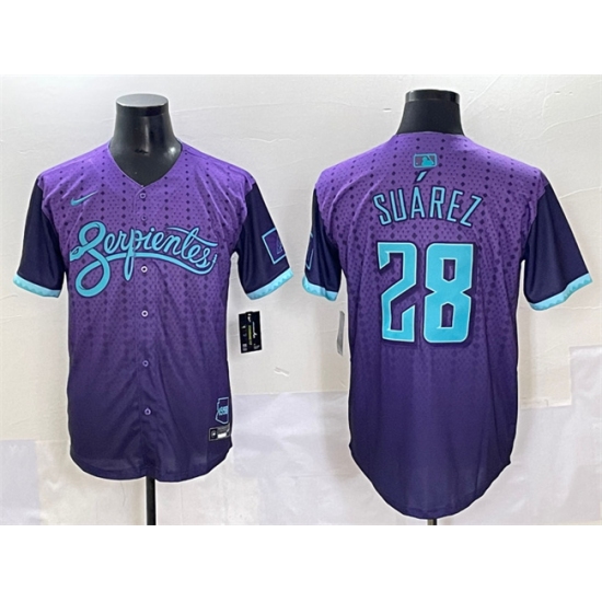 Men's Arizona Diamondbacks #28 Eugenio Suárez Purple 2025 City Connect Limited Stitched Baseball Jersey - Ujersey