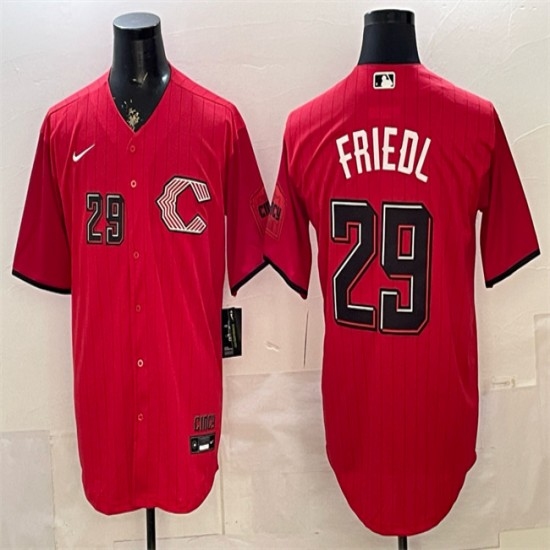 Men's Cincinnati Reds #29 TJ Friedl Red 2026 City Connect Stadium Stitched Baseball Jersey - Ujersey