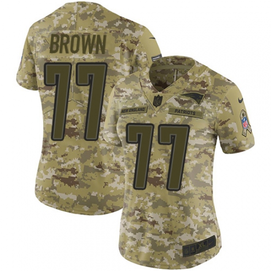 Women's Nike New England Patriots #77 Trent Brown Limited Camo 2018 Salute to Service NFL Jersey - Ujersey
