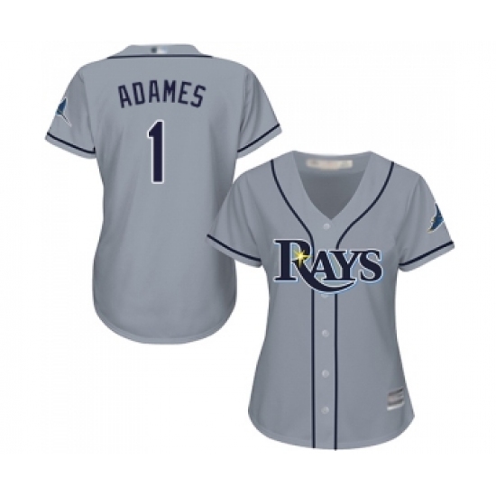 Women's Tampa Bay Rays #1 Willy Adames Replica Grey Road Cool Base Baseball Jersey - Ujersey