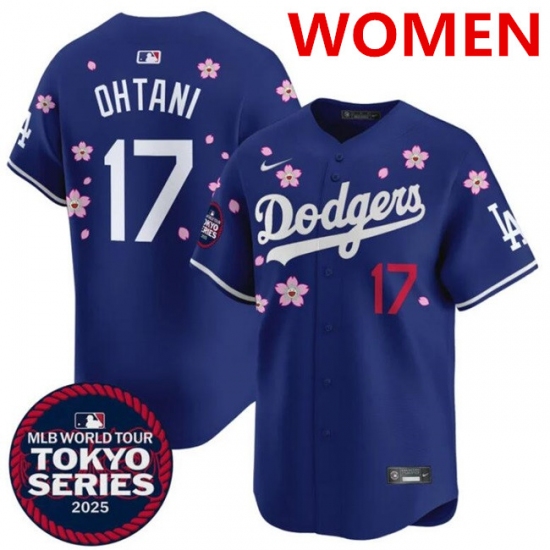 Women's Los Angeles Dodgers #17 Shohei Ohtani Royal 2025 Tokyo Series Limited Stitched Baseball Jersey(Run Small) - Ujersey