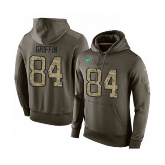 Football Men's New York Jets #84 Ryan Griffin Green Salute To Service Pullover Hoodie - Ujersey