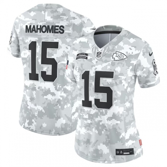 Women's Kansas City Chiefs #15 Patrick Mahomes 2024 F.U.S.E Arctic Camo Salute To Service Limited Stitched Football Jersey(Run Small) - Ujersey