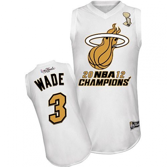 Men's Majestic Miami Heat #3 Dwyane Wade Swingman White Finals Champions NBA Jersey - Ujersey