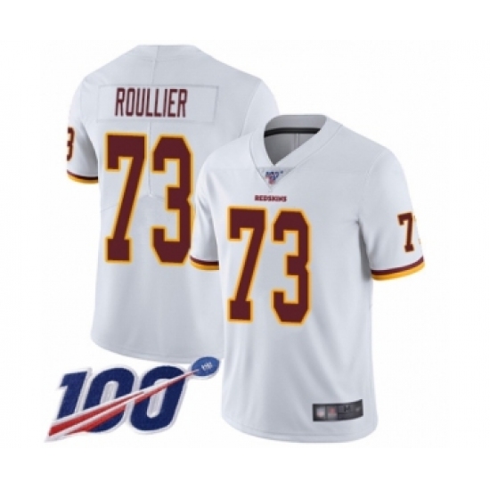 Youth Washington Redskins #73 Chase Roullier White Vapor Untouchable Limited Player 100th Season Football Jersey