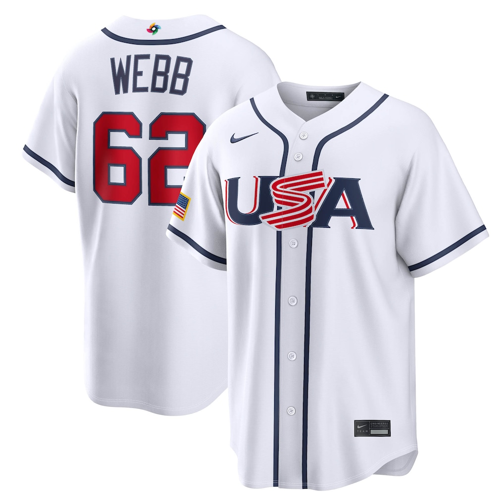 Men's USA Baseball Logan Webb Nike White 2026 World Baseball Classic Home Stadium Jersey - U-jersey