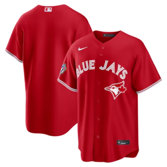 Men's Toronto Blue Jays Blank Red 50 Seasons Stitched Baseball Jersey - Ujersey