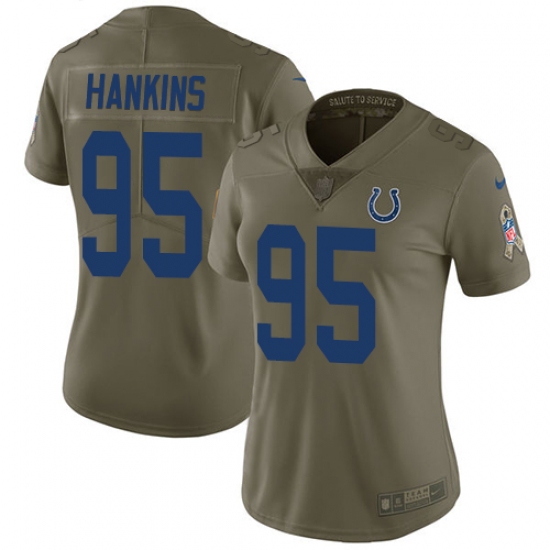 Women's Nike Indianapolis Colts #95 Johnathan Hankins Limited Olive 2017 Salute to Service NFL Jersey - Ujersey