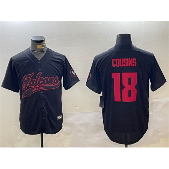 Men's Atlanta Falcons #18 Kirk Cousins Black With Cool Base Stitched Baseball Jersey