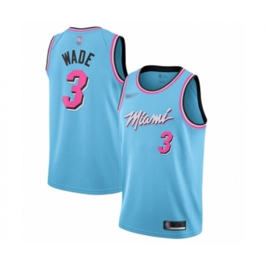 Youth Miami Heat #3 Dwyane Wade Swingman Blue Basketball Jersey - 2019 20 City Edition - Ujersey