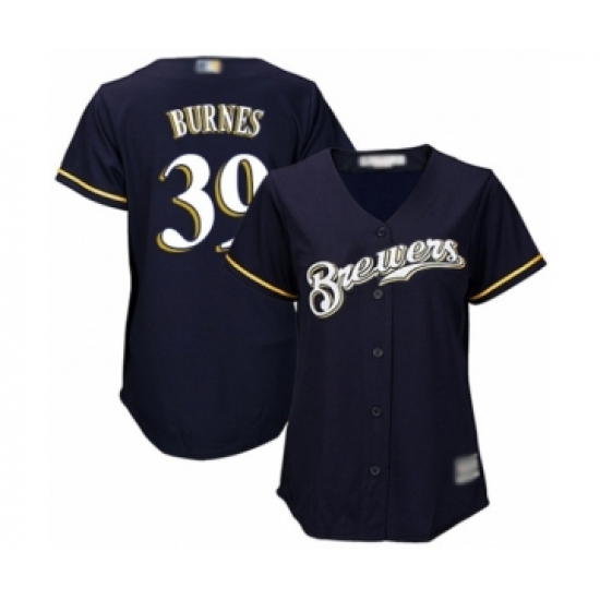 Women's Milwaukee Brewers #39 Corbin Burnes Authentic Navy Blue Alternate Cool Base Baseball Player Jersey - Ujersey