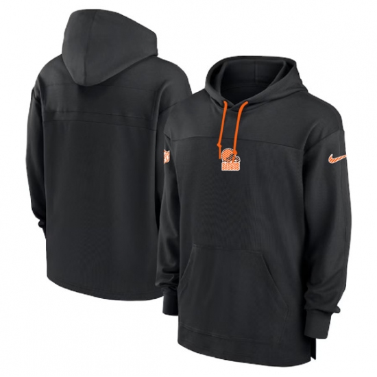 Men's Cleveland Browns Black Performance Pullover Hoodie - Ujersey