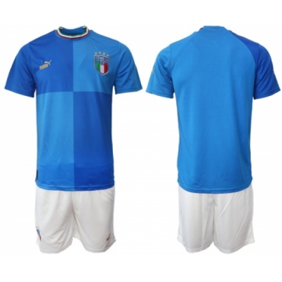 Men's Italy Custom Blue Home Soccer Jersey Suit - Ujersey