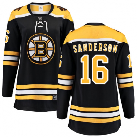 Women's Boston Bruins #16 Derek Sanderson Authentic Black Home Fanatics Branded Breakaway NHL Jersey - Ujersey
