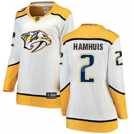 Women's Nashville Predators #2 Dan Hamhuis Fanatics Branded White Away Breakaway NHL Jersey - Ujersey