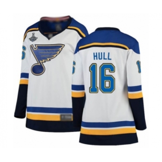 Women's St. Louis Blues #16 Brett Hull Fanatics Branded White Away Breakaway 2019 Stanley Cup Champions Hockey Jersey - Ujersey
