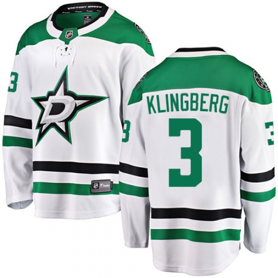 Men's Dallas Stars #3 John Klingberg Fanatics Branded White Away Breakaway NHL Jersey - Ujersey