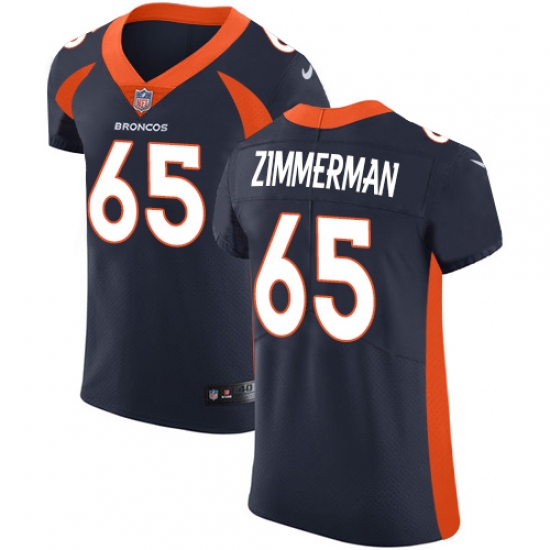 Men's Nike Denver Broncos #65 Gary Zimmerman Navy Blue Alternate Vapor Untouchable Elite Player NFL Jersey