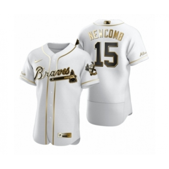 Men's Atlanta Braves #15 Sean Newcomb Nike White Authentic Golden Edition Jersey - Ujersey