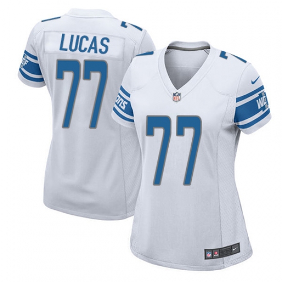 Women's Nike Detroit Lions #77 Cornelius Lucas Game White NFL Jersey - Ujersey