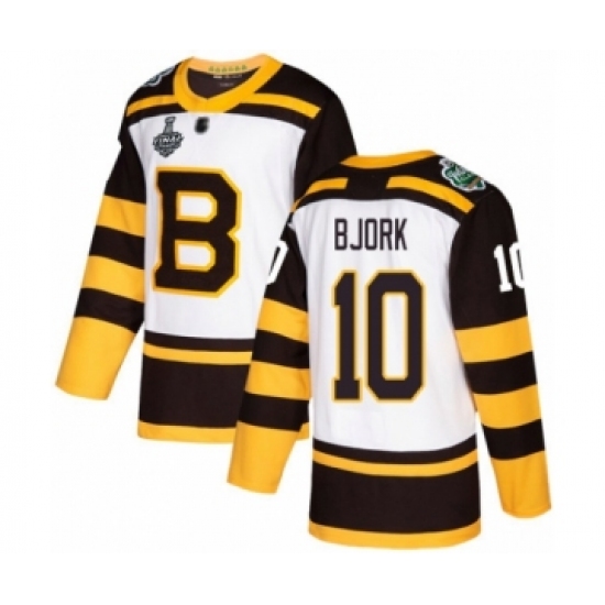 Men's Boston Bruins #10 Anders Bjork Authentic White Winter Classic 2019 Stanley Cup Final Bound Hockey Jersey - Ujersey