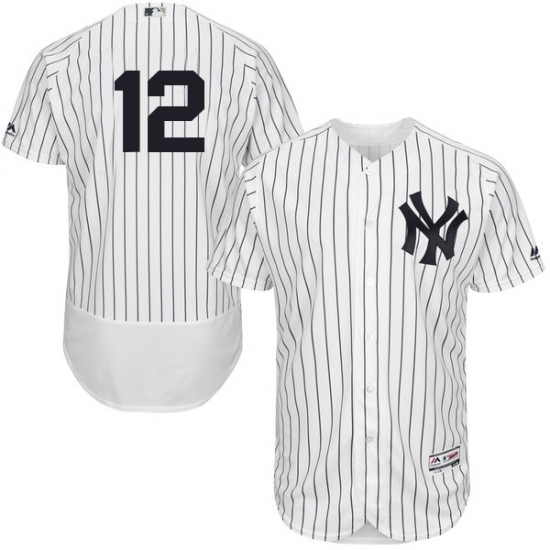 Men's Majestic New York Yankees #12 Wade Boggs White Home Flex Base Authentic Collection MLB Jersey - Ujersey