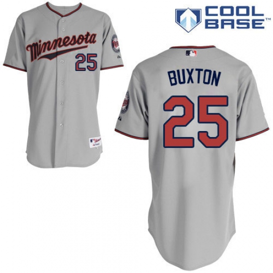 Women's Majestic Minnesota Twins #25 Byron Buxton Authentic Grey Road Cool Base MLB Jersey - Ujersey