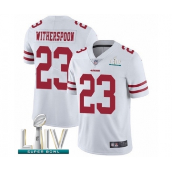 Men's San Francisco 49ers #23 Ahkello Witherspoon White Vapor Untouchable Limited Player Super Bowl LIV Bound Football Jersey - Ujersey