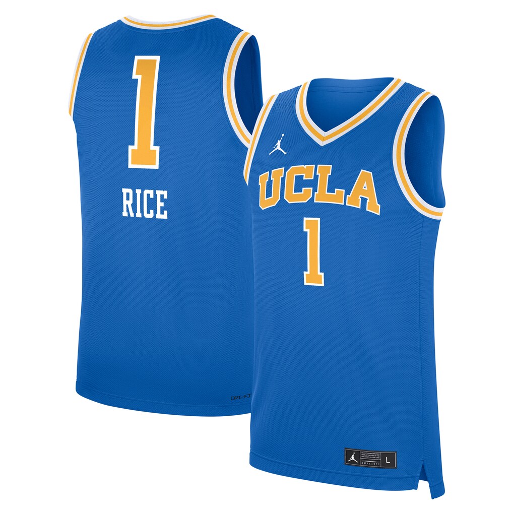 Men's Jordan Brand Kiki Rice Blue UCLA Bruins Replica Basketball Jersey - U-jersey