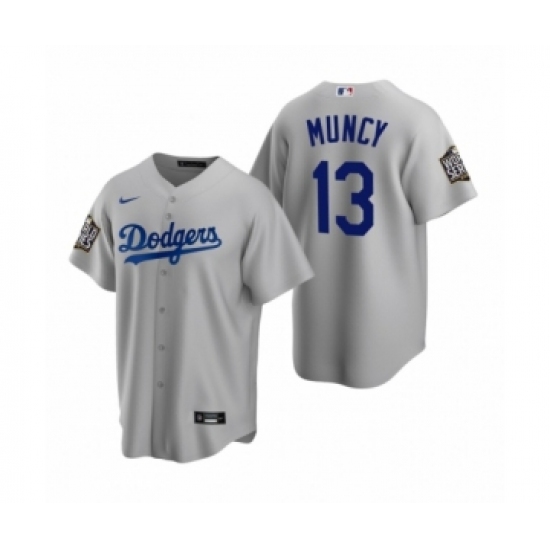 Men's Los Angeles Dodgers #13 Max Muncy Gray 2020 World Series Replica Jersey - Ujersey