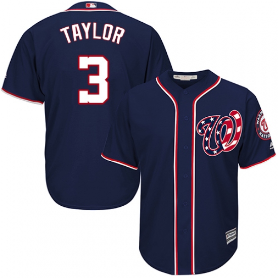 Men's Majestic Washington Nationals #3 Michael Taylor Replica Navy Blue Alternate 2 Cool Base MLB Jersey - Ujersey
