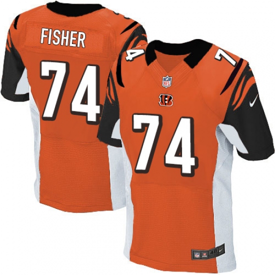 Men's Nike Cincinnati Bengals #74 Jake Fisher Elite Orange Alternate NFL Jersey - Ujersey