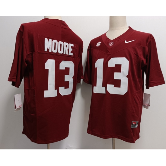 Men's Alabama Crimson Tide #13 Malachi Moore Red FUSE College Stitched Jersey - Ujersey
