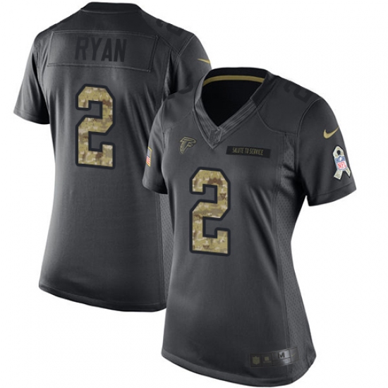 Women's Nike Atlanta Falcons #2 Matt Ryan Limited Black 2016 Salute to Service NFL Jersey - Ujersey