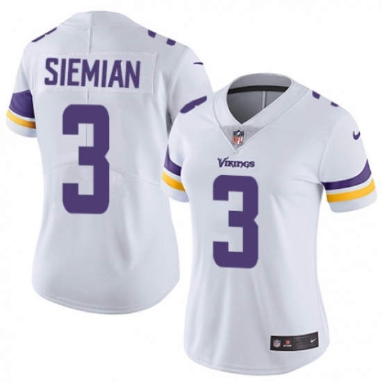 Women's Nike Minnesota Vikings #3 Trevor Siemian White Vapor Untouchable Limited Player NFL Jersey - Ujersey